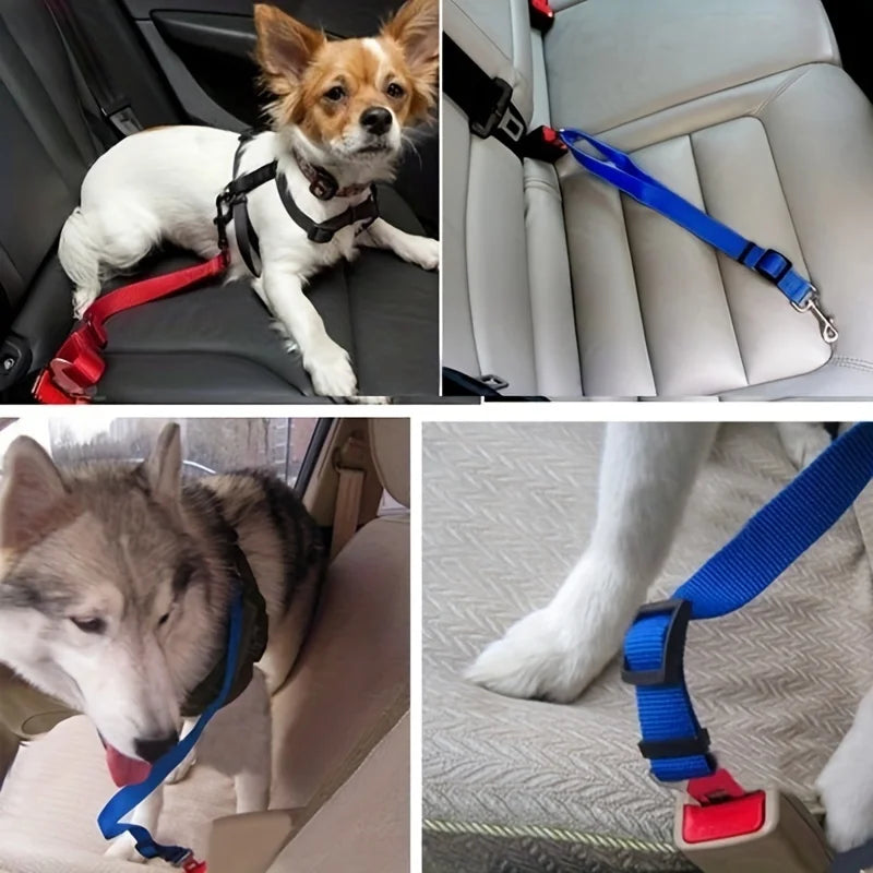 Arnés y correa ajustables para perros y gatos, cinturón de seguridad para el automóvil, asiento para mascotas, arnés para perros, clip de tracción, suministros de viaje para perros en el automóvil