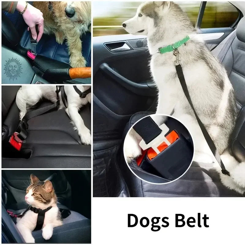 Arnés y correa ajustables para perros y gatos, cinturón de seguridad para el automóvil, asiento para mascotas, arnés para perros, clip de tracción, suministros de viaje para perros en el automóvil