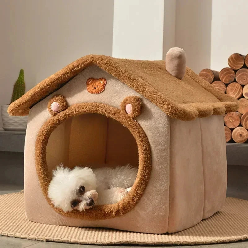 Casas plegables para perros y gatos pequeños y medianos, colchones, productos para mascotas, cestas para cachorros, perreras de invierno