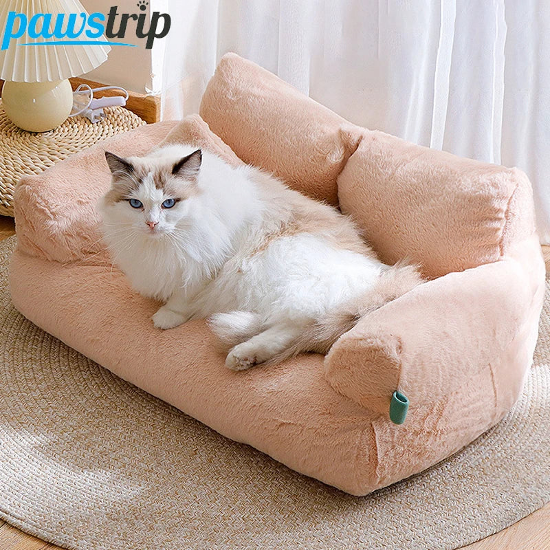 Cama de lujo para gatos, sofá cálido de invierno, nido para gatos, cama para mascotas para perros pequeños, medianos y gatos, cómoda cama de felpa para cachorros, suministros para mascotas