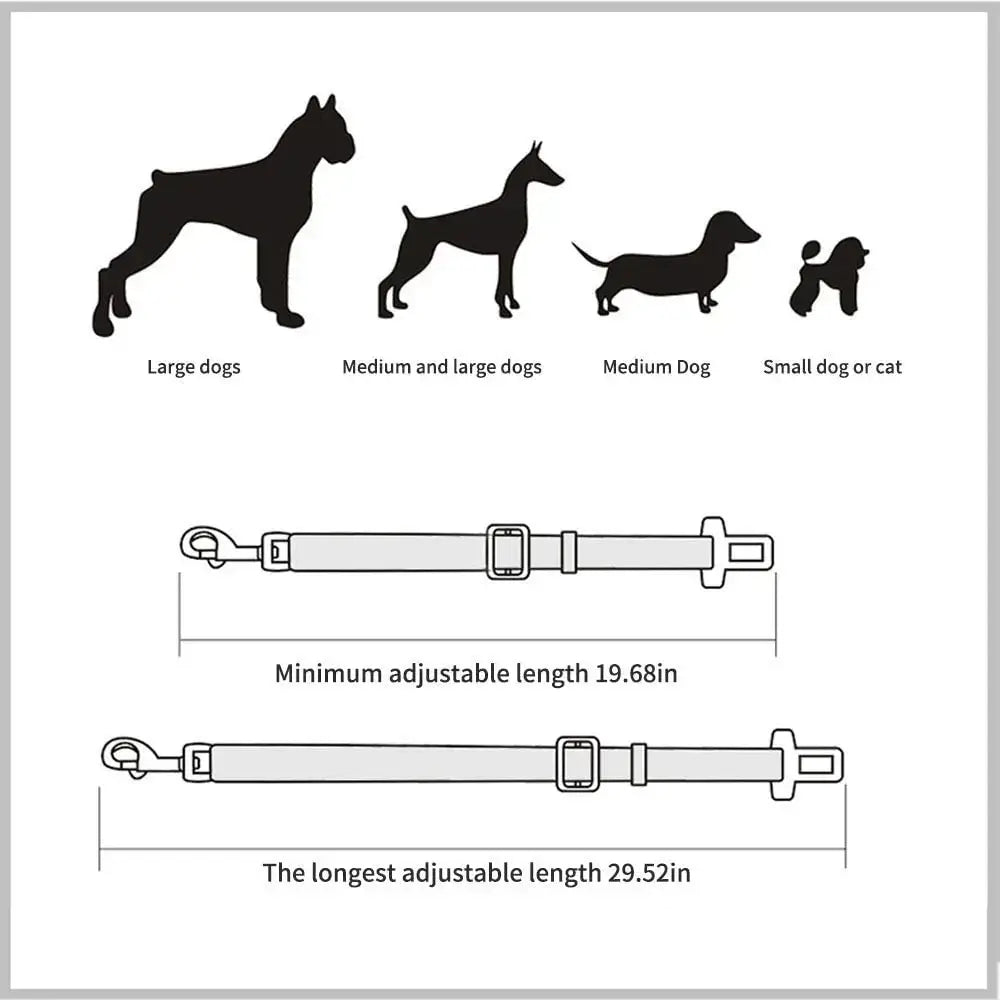 Cinturón de seguridad ajustable para mascotas, gatos, perros, asiento para mascotas, arnés para perros, clip de correa, palanca de seguridad, collares de tracción para perros, accesorios para perros