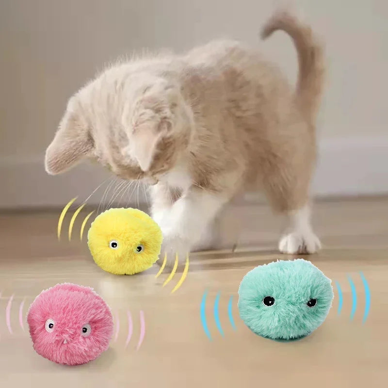 Pelota interactiva inteligente para gatos, juguete de peluche eléctrico con hierba gatera para entrenamiento, juguete con sonido táctil para mascotas, juguete con chirrido