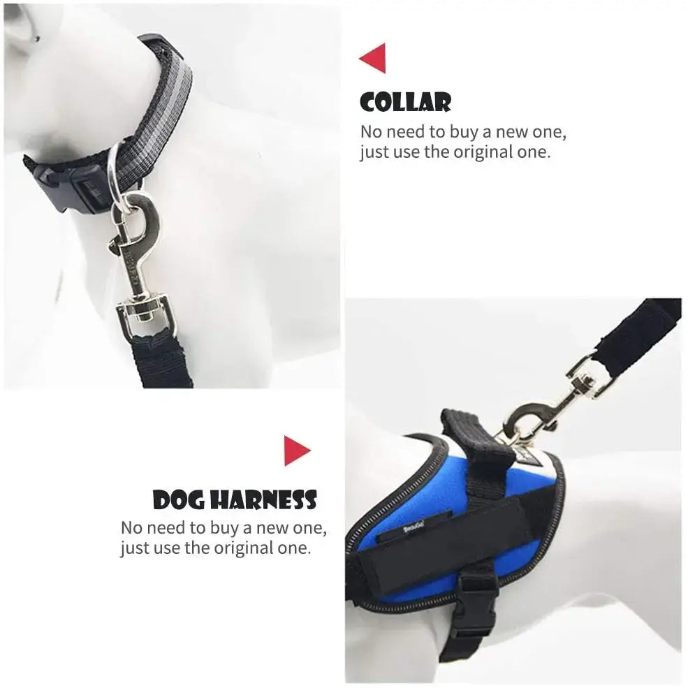 Cinturón de seguridad ajustable para mascotas, gatos, perros, asiento para mascotas, arnés para perros, clip de correa, palanca de seguridad, collares de tracción para perros, accesorios para perros