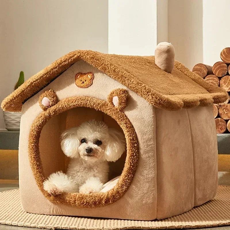 Casas plegables para perros y gatos pequeños y medianos, colchones, productos para mascotas, cestas para cachorros, perreras de invierno