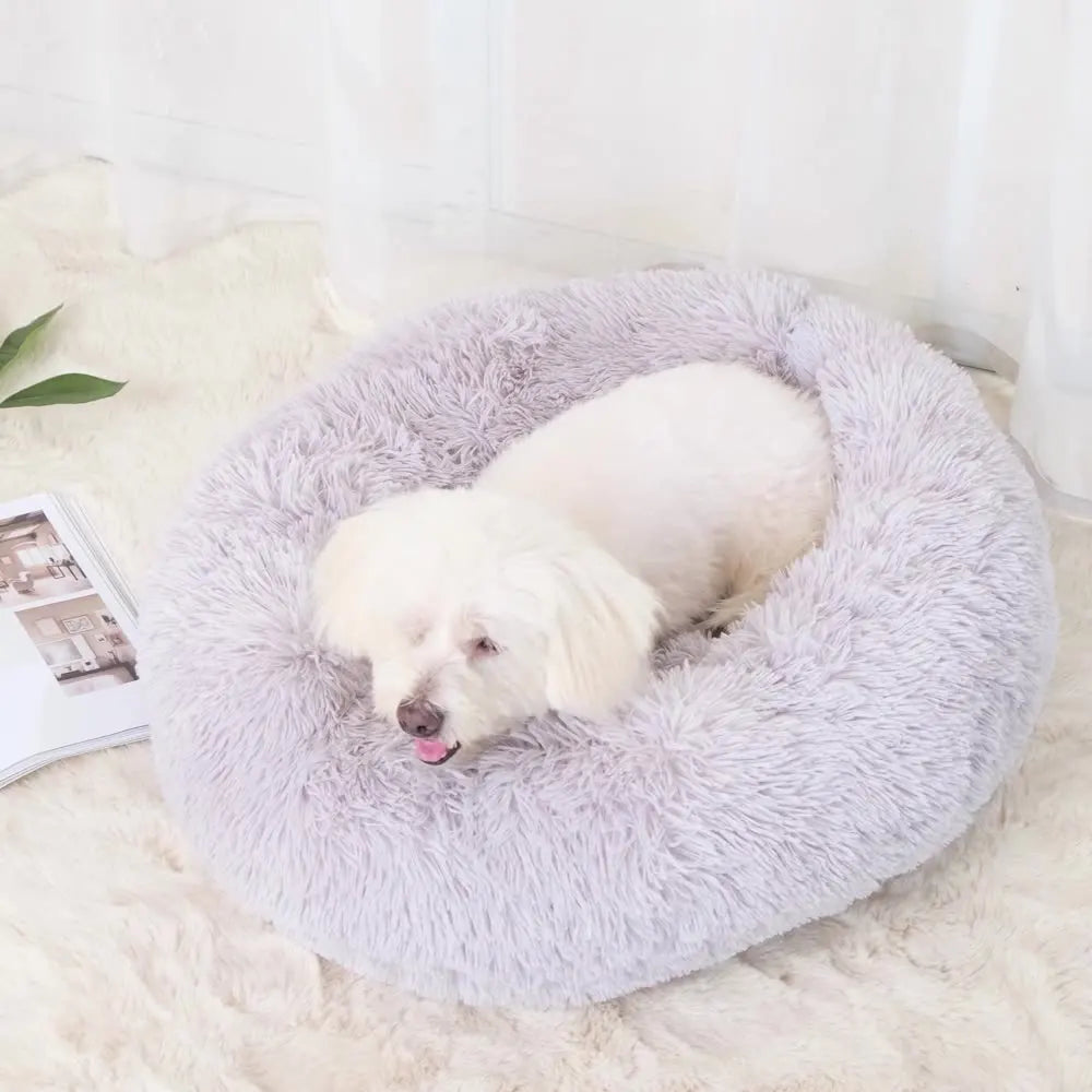 Plush Insulated Circular Cat Bed for Deep Sleep