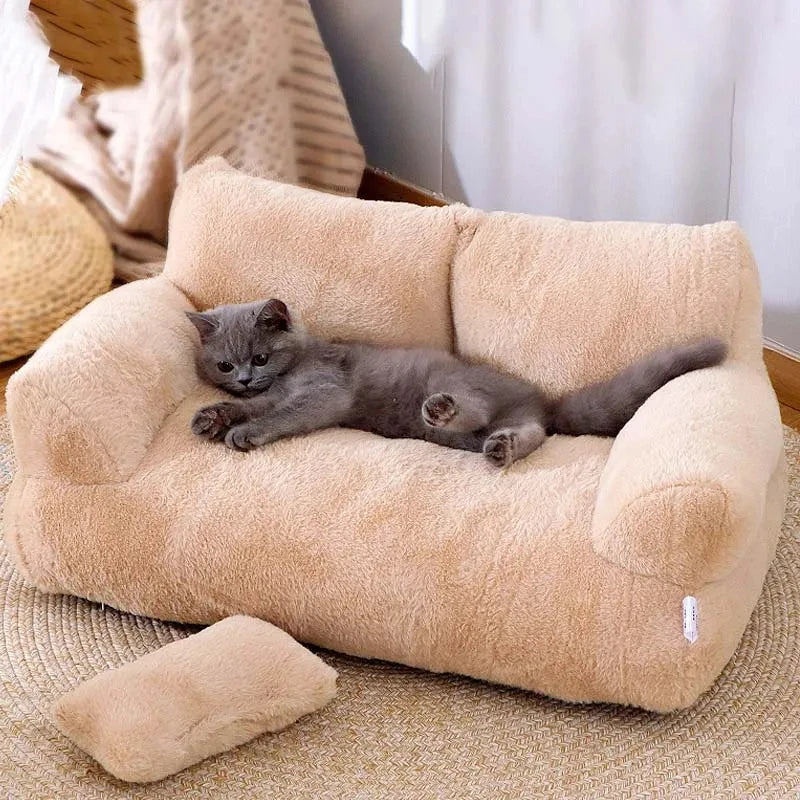 Cama de lujo para gatos, sofá cálido de invierno, nido para gatos, cama para mascotas para perros pequeños, medianos y gatos, cómoda cama de felpa para cachorros, suministros para mascotas