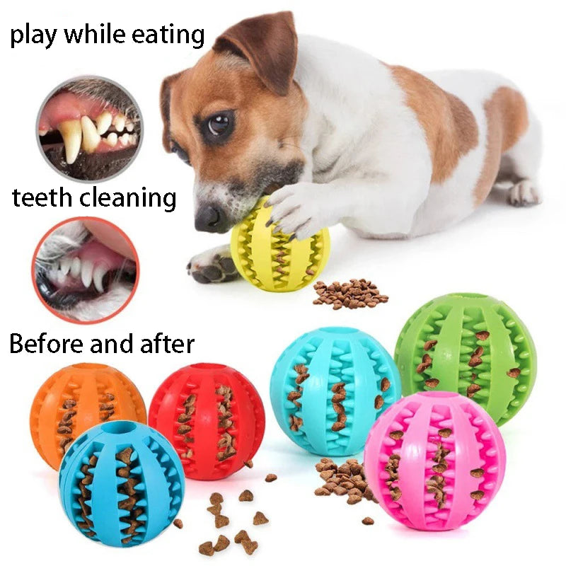 Juguetes de caucho natural para perros, juguetes para masticar, pelota para limpiar los dientes, pelota elástica interactiva extra resistente de 5 cm para productos para mascotas