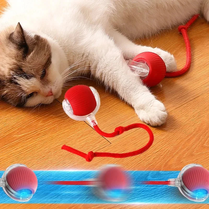 Pelota de juguete para gatos, pelota para auto-golpear, pelota para burlarse del gato, pelota rodante para aliviar el aburrimiento, pelota de peluche para gatos, juguetes para gatos, mascota