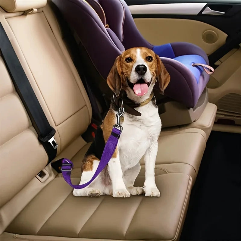 Arnés y correa ajustables para perros y gatos, cinturón de seguridad para el automóvil, asiento para mascotas, arnés para perros, clip de tracción, suministros de viaje para perros en el automóvil