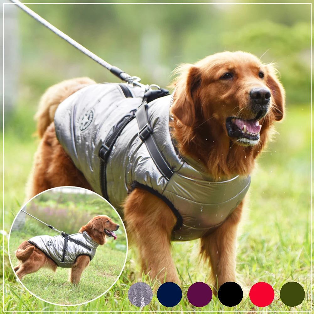 Chaqueta para perro con arnés, ropa cálida de invierno para perro, abrigo impermeable para perro pequeño y grande, trajes para chihuahua y bulldog francés