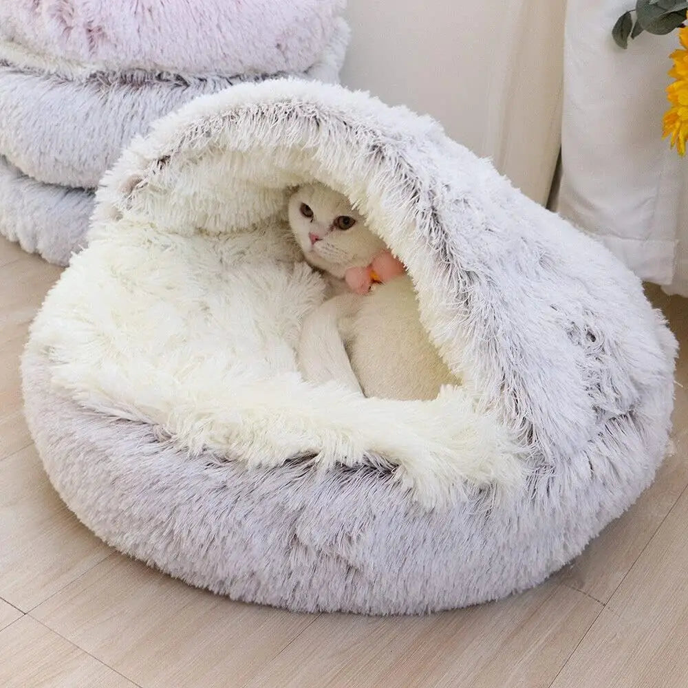 Soft Plush Pet Bed with Cover - 2-in-1 Cat & Dog Mattress