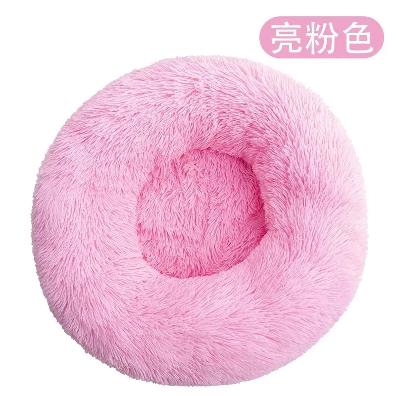 Plush Insulated Circular Cat Bed for Deep Sleep