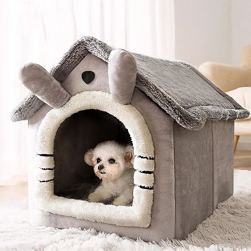 Casas plegables para perros y gatos pequeños y medianos, colchones, productos para mascotas, cestas para cachorros, perreras de invierno