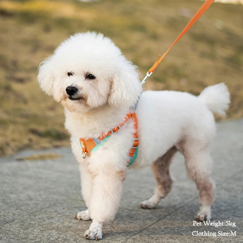 Arnés de pecho de gamuza para mascotas, chaleco con correa reflectante, retráctil, ligero y práctico para perros pequeños