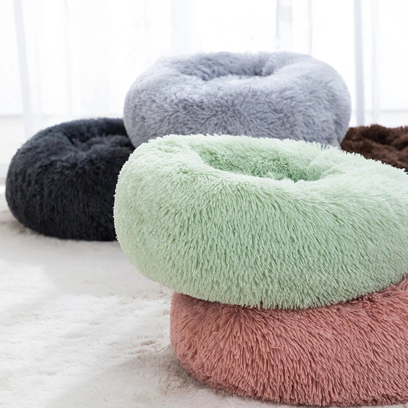 Cama circular para gatos con aislamiento de felpa, sueño profundo para mascotas, tapete suave para mascotas con forma de macarrón, extraíble y lavable, adecuada para todas las estaciones